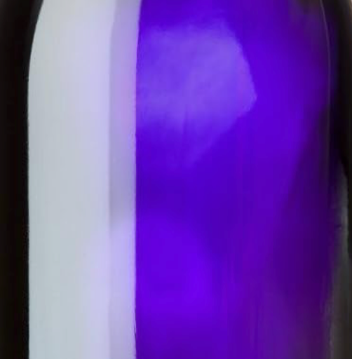 Bottle with a purple and white design on a white background